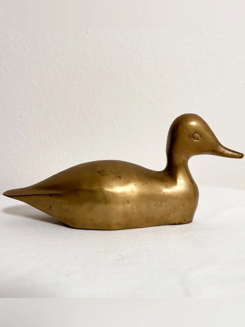 VTG Brass Coated Duck Sculpture Distressed Paper Weight Gold Decor Figurine